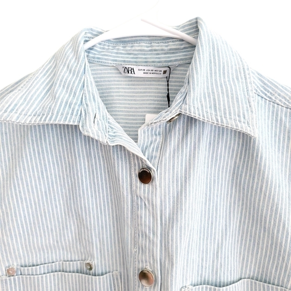 NEW Zara Denim Blue Pin Stripe Vest - Picture 3 of 11